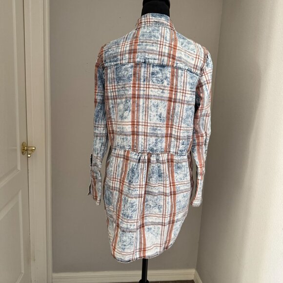 Soft Surroundings Womens Plaid Button Up Tunic Shirt M Cotton Pockets Oversized - Picture 8 of 8